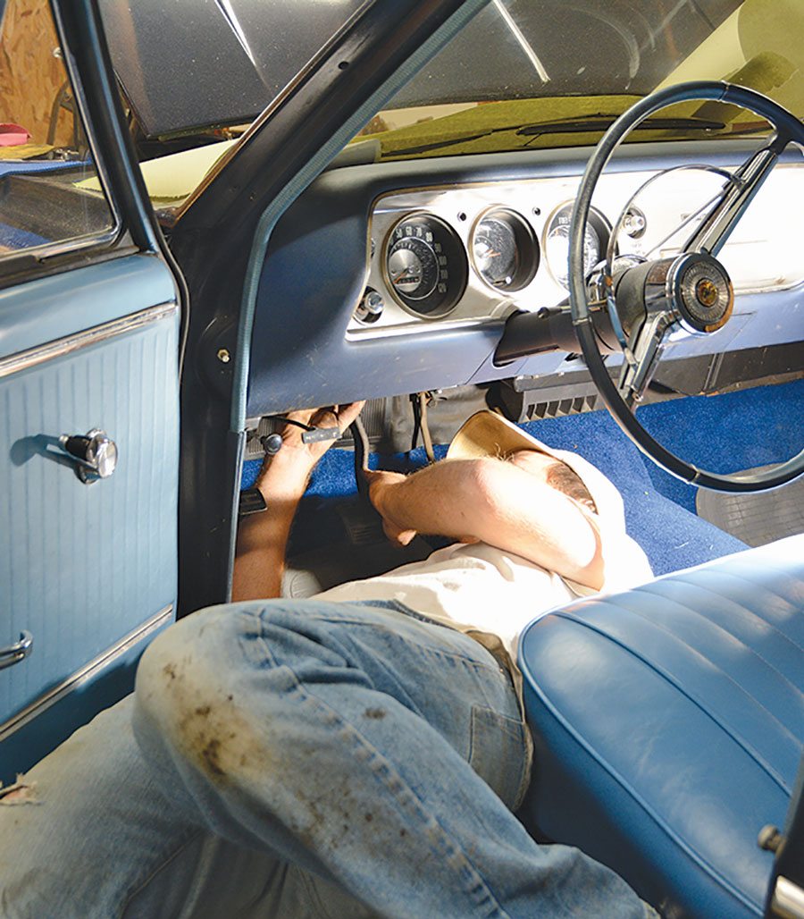 06: Our Chevelle has plenty of room to slide under the dash for the pedal pushrod and clevis installation