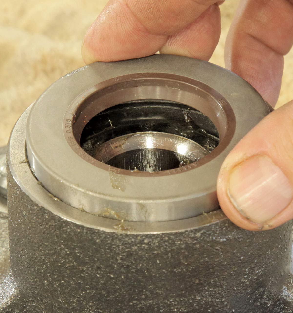 The bearing being held in place with a seal