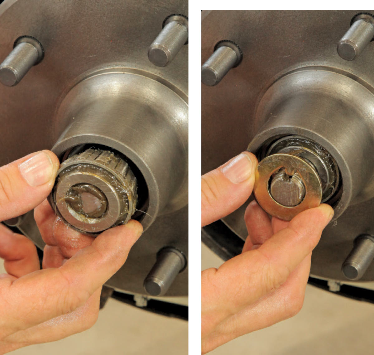 Adding the outer bearing and lock washer