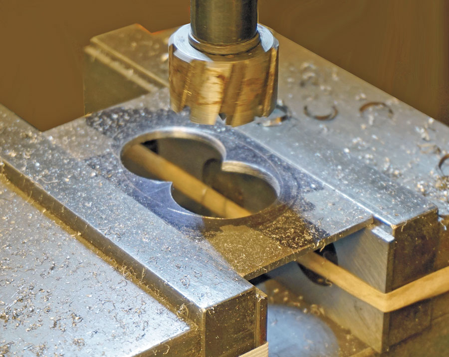 20: Use a 1-1/4-inch cutter here to remove the material for the ends of the oval