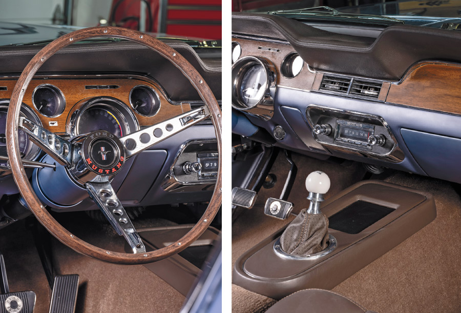 view of 1968 Mustang wheel and dashboard