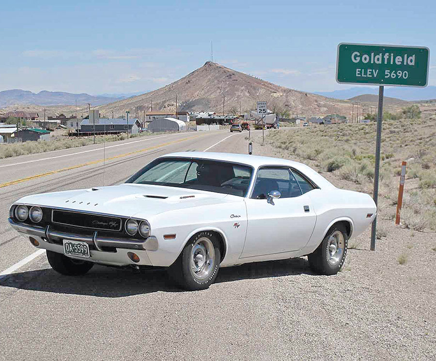 Steve Foster’s 1970 Dodge Challenger sitting at the outskirts of Goldfield