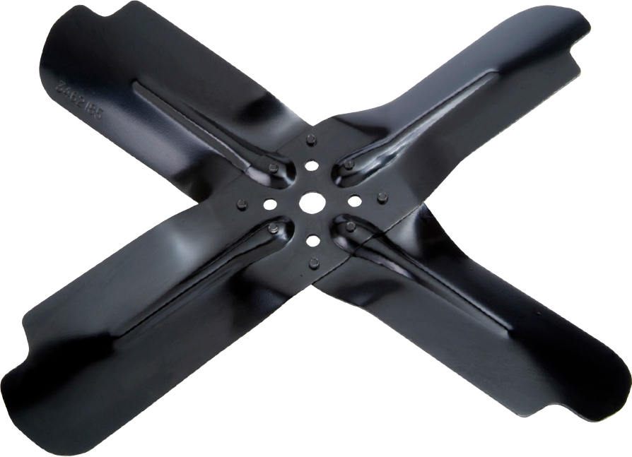 black shiny four-blade mechanical fan