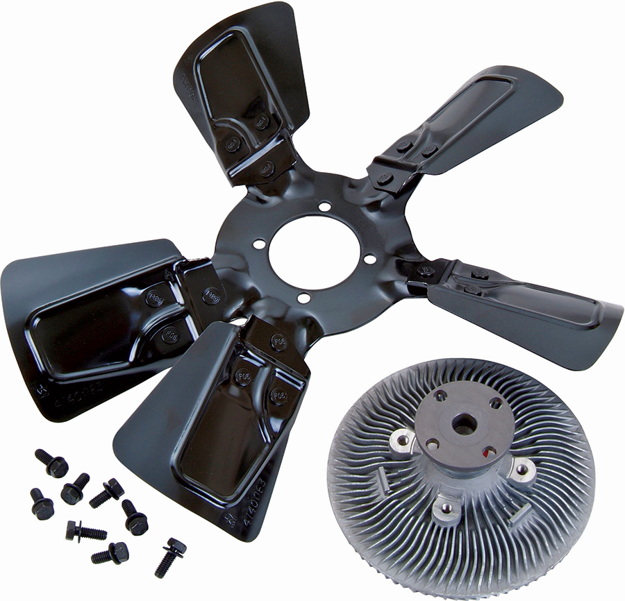 Fan clutches with hardware displayed next to it