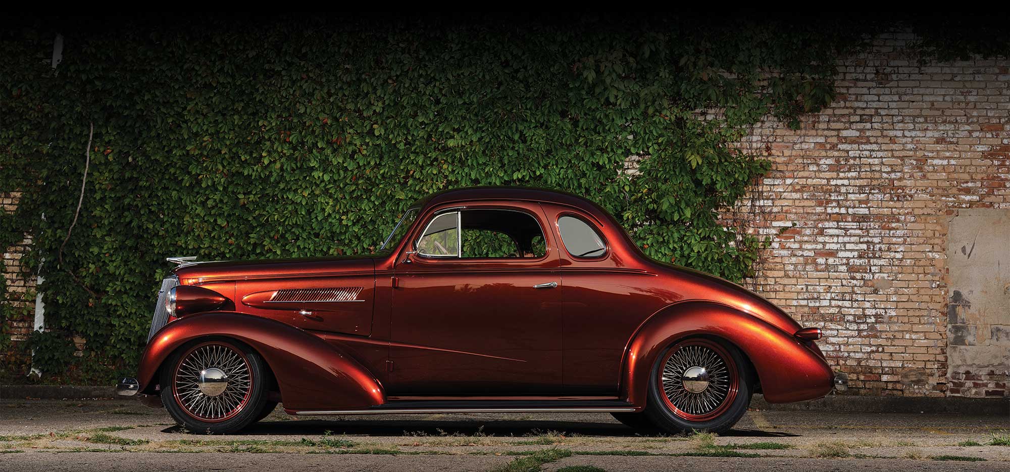1937 Chevy Business Coupe restored with red paint job