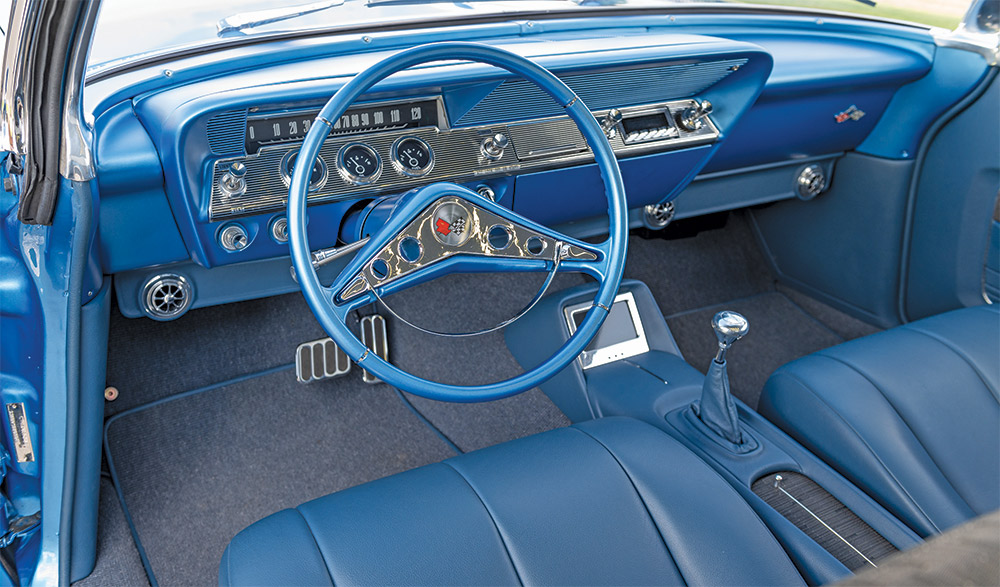 1961 Chevy Impala steering wheel closeup