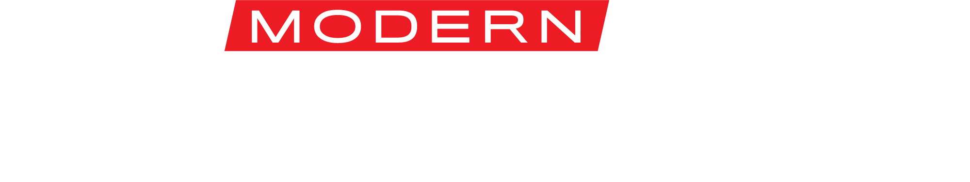 Modern Rodding white and red logo