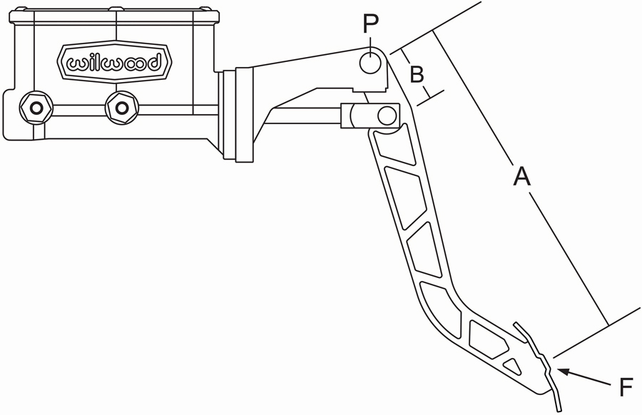 Line drawing of an undercowl pedal mounting assembly