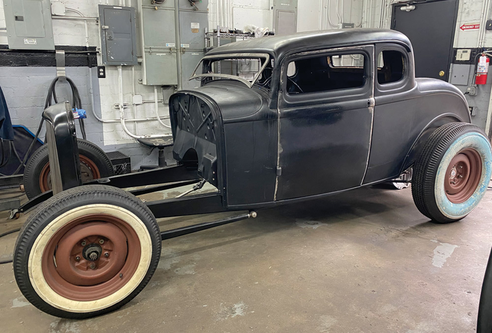 flashback of the Sussex Customs–painted 1932 coupe in the mockup stages