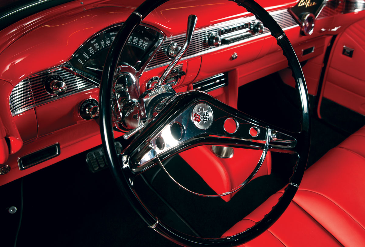 1956 Chevy Nomad steering wheel closeup