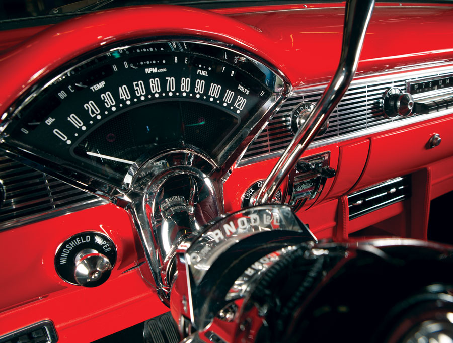 1956 Chevy Nomad gauges closeup