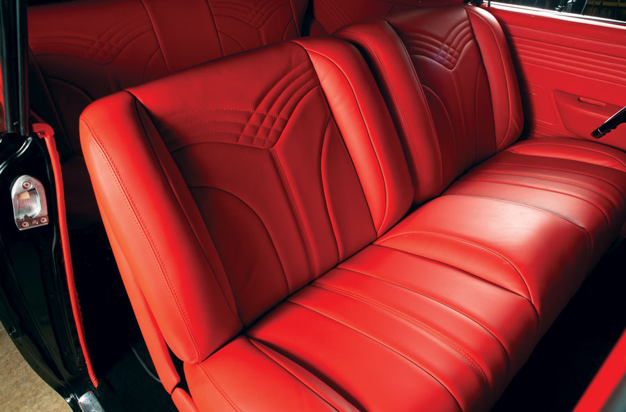 1956 Chevy Nomad leather seat closeup
