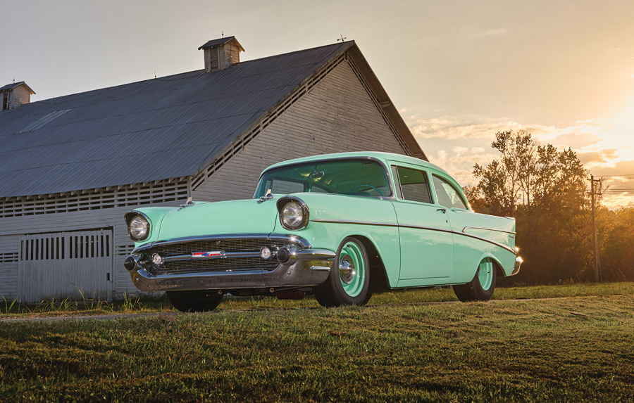 1957 Chevy 210 in the sunset