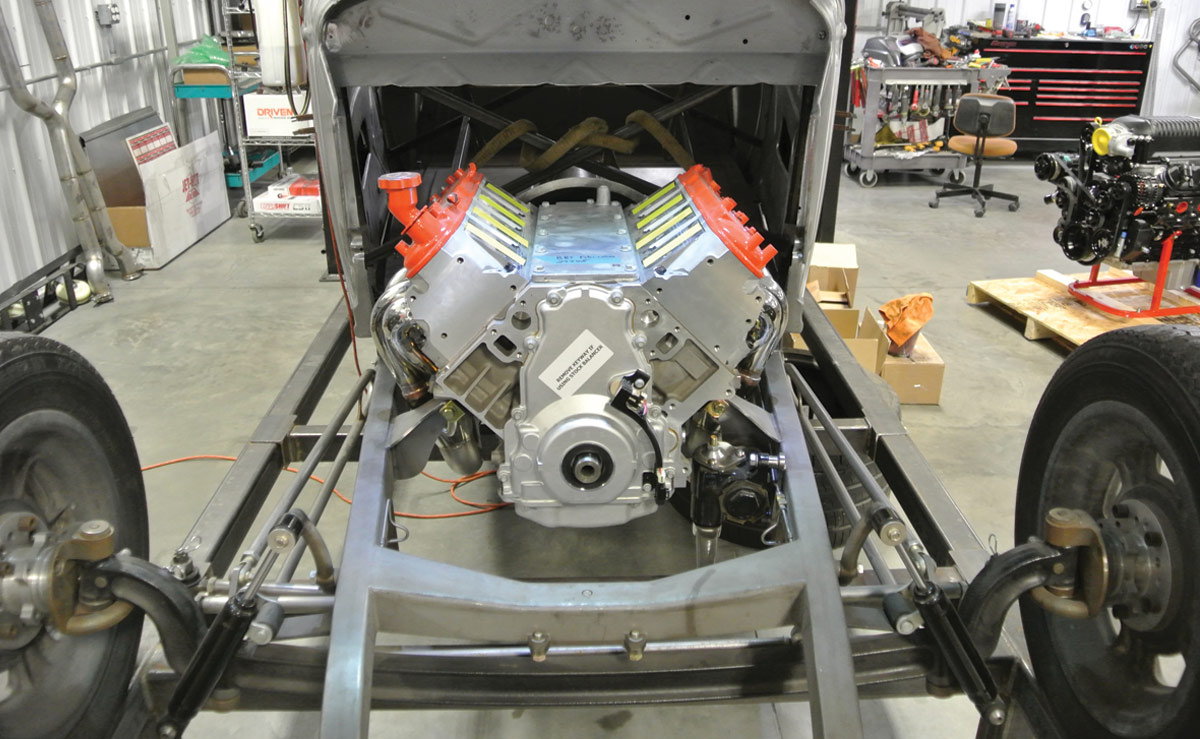 view of 427 LS motor and 4L75E transmission