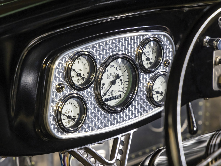 1934 Ford gauges on dashboard