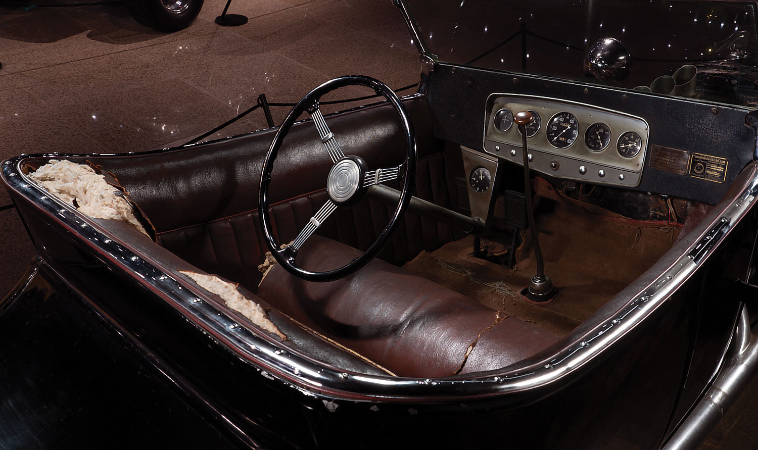 Steering wheel of car at Speedway Motors Museum of American Speed