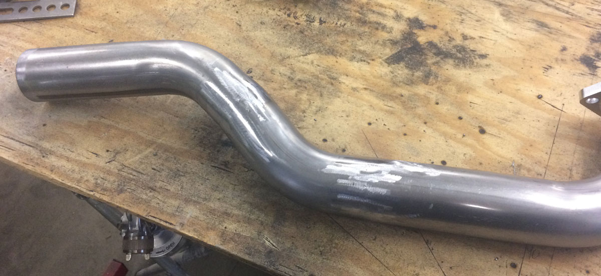 10: Here’s a finished segment of pipe that conforms to the space requirements, is finish welded, and the weld is ground smooth