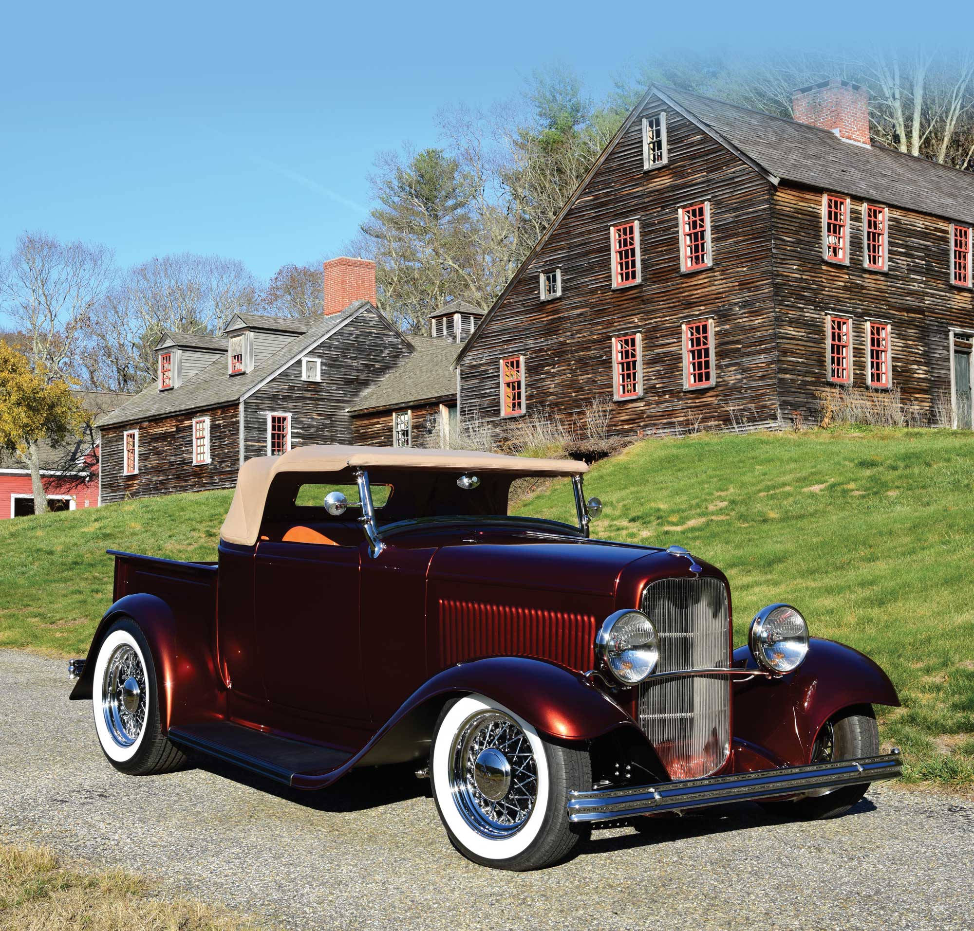maroon 1932 Ford