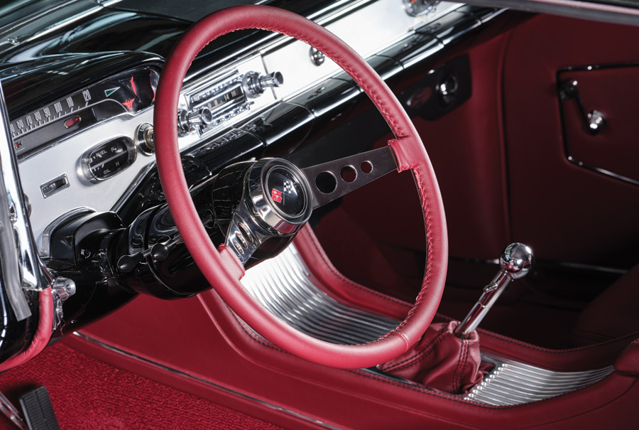 1958 Chevy Impala steering wheel interior view