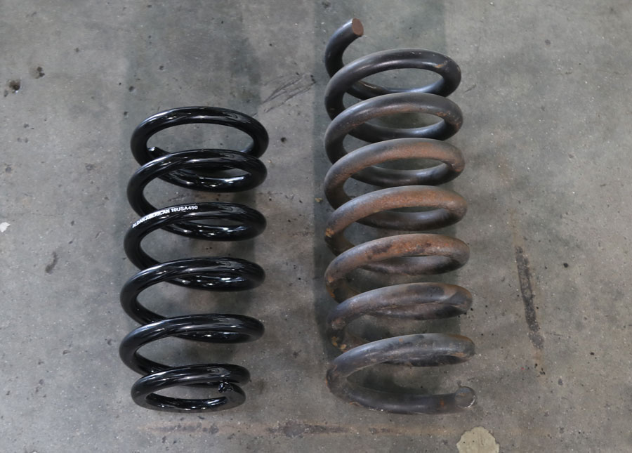 12: On the left is an Aldan coilover spring