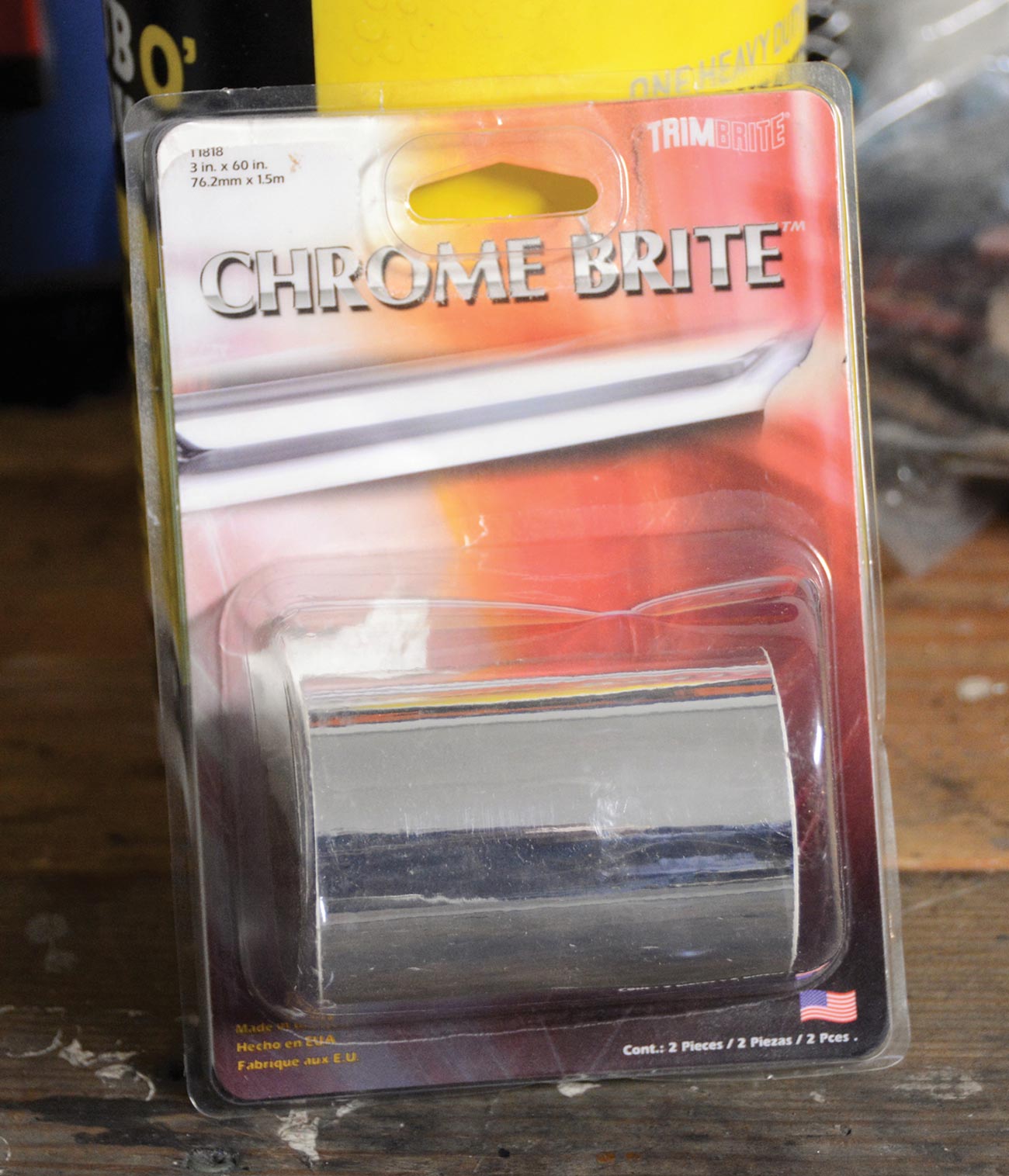 container of Trimbrite brand of chrome bright tape