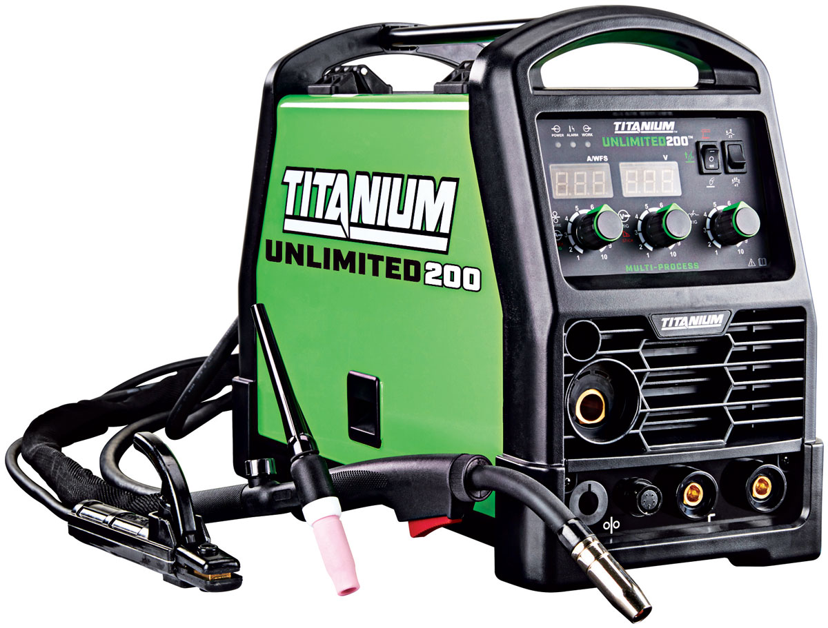 35: When it comes time to break out the welder, this handy Harbor Freight Titanium 200 Unlimited Multiprocess welder should do the trick