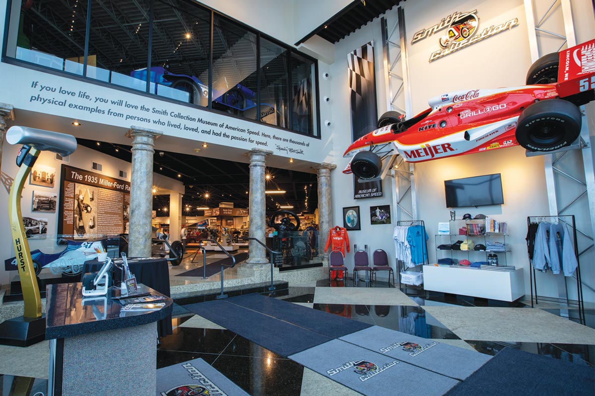 a professional racing display at the Speedway Motors Museum