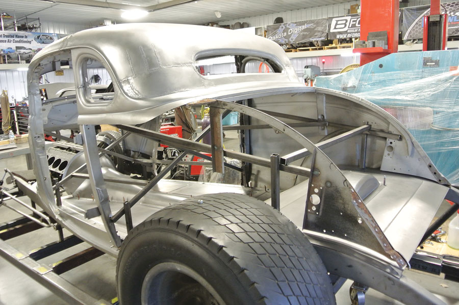The original quarter-panels were carefully removed while maintaining the inner quarter-panel structure