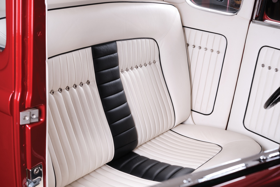 white leather car interior