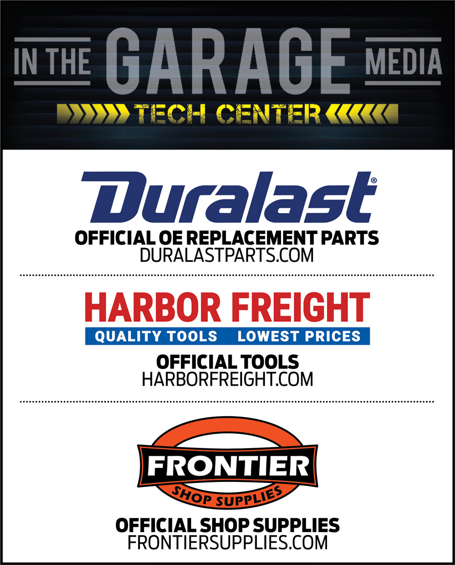 Duralast, Harbor Freight, and Frontier Shop Supplies logos