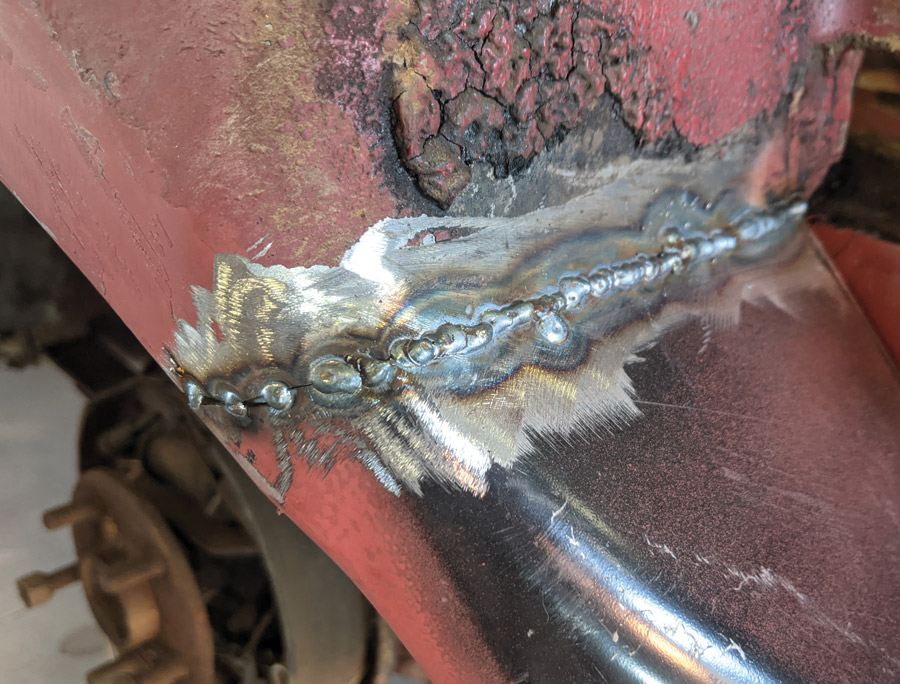 One direct, small weld and then cool the weld.