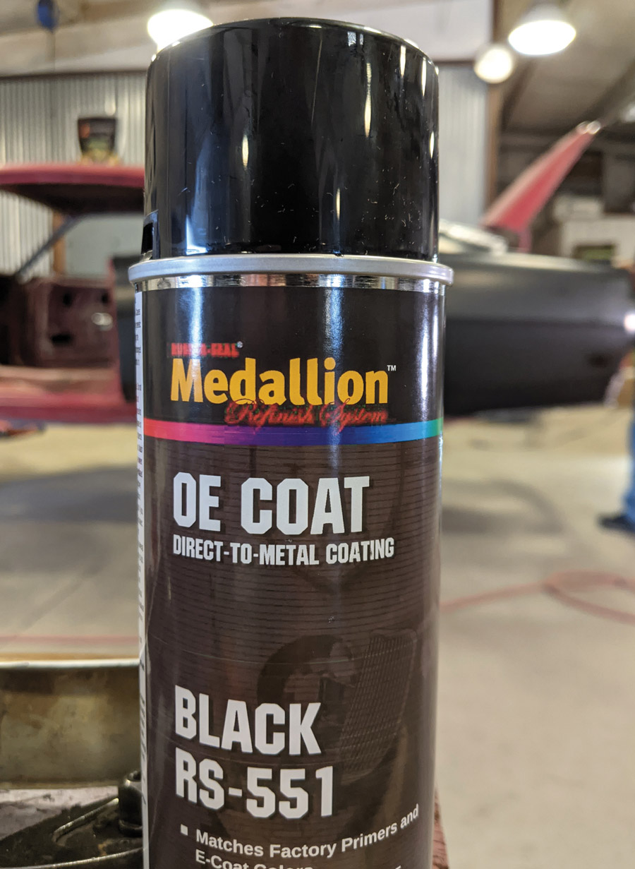 A final spray of OE Coat or E-Coat in a can will seal the area and prevent any future rust and corrosion. 