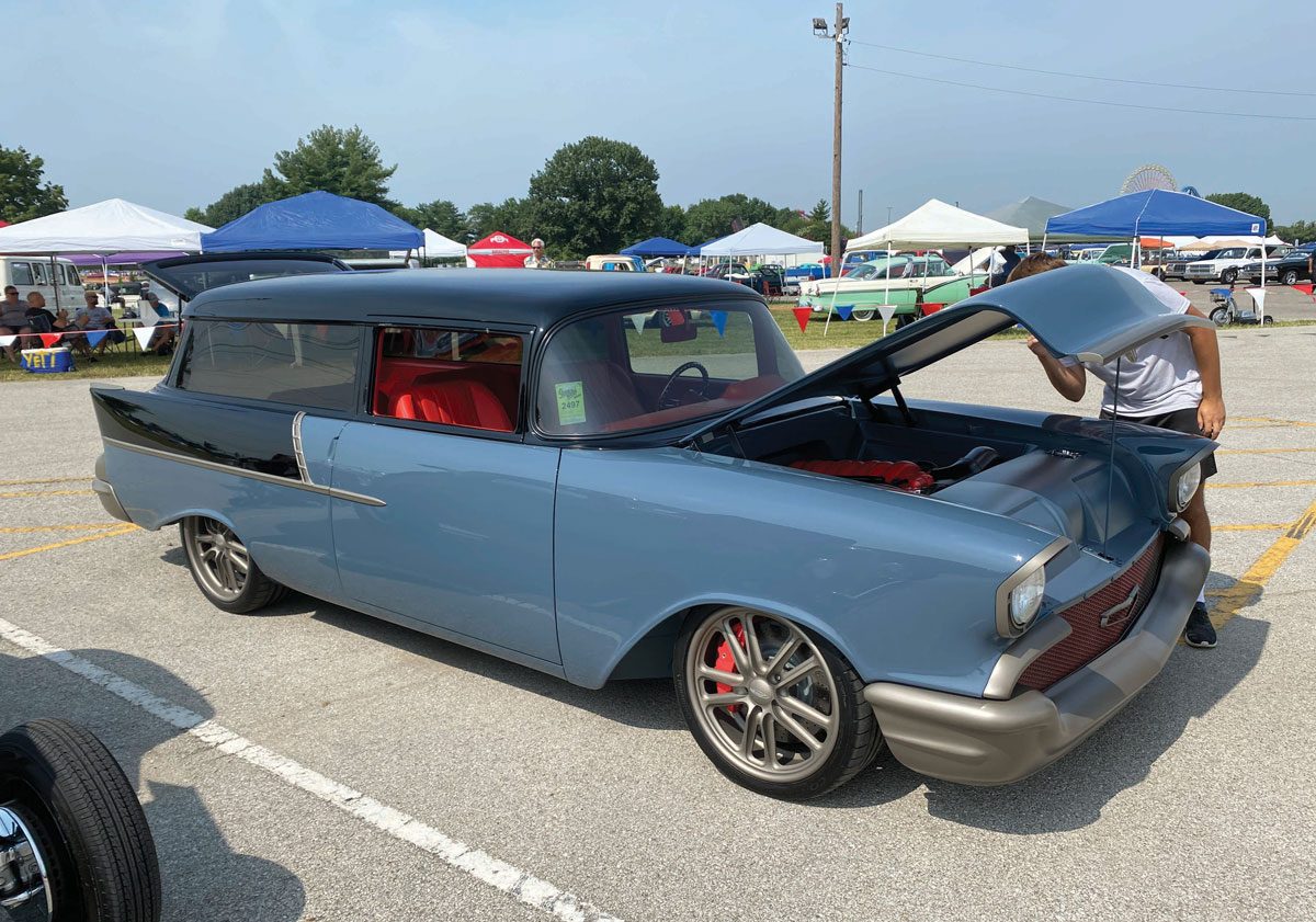 Blue and black classic wagon