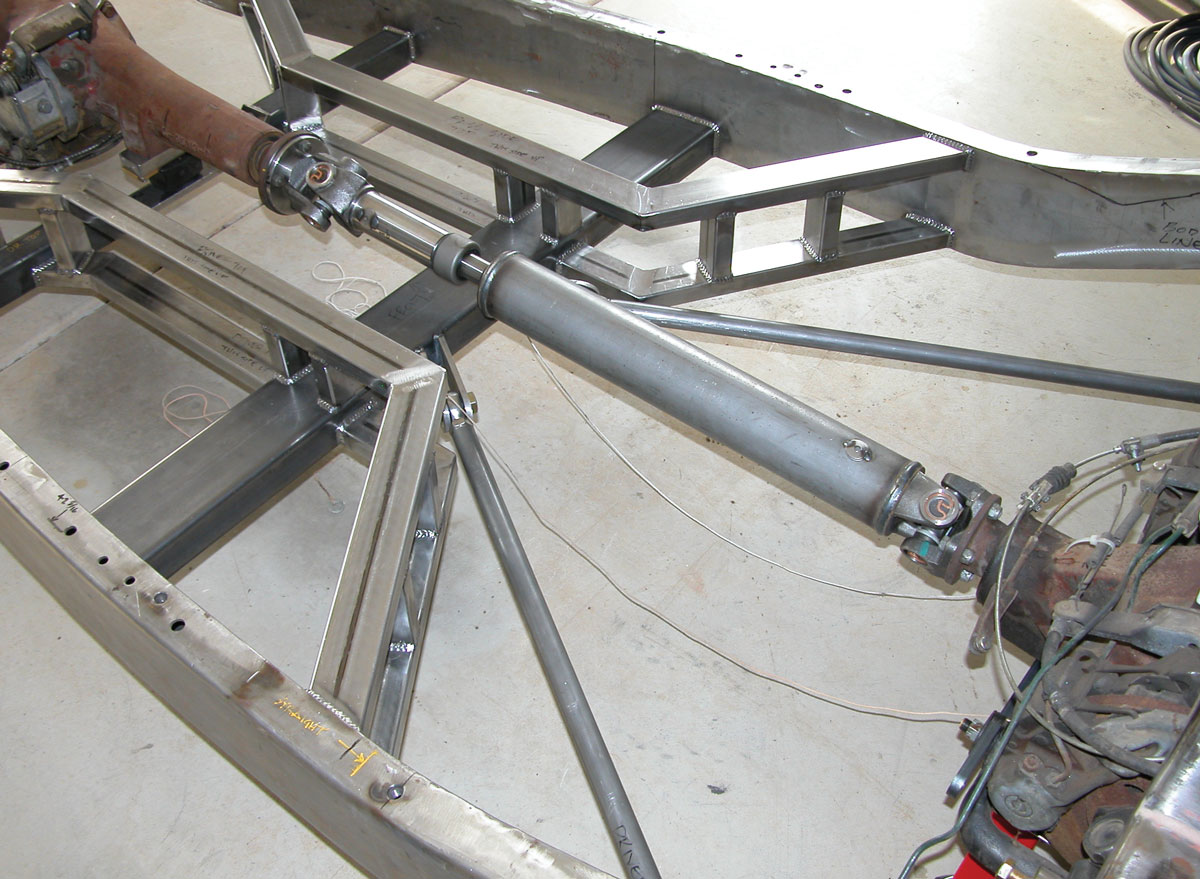 The 38-inch two-piece driveshaft came by way of Drive Line Services