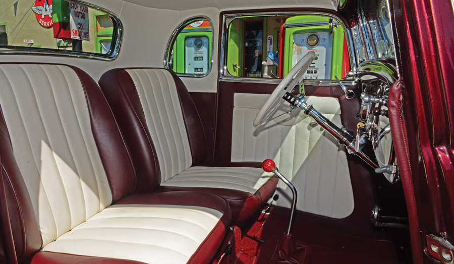 red and white car interior