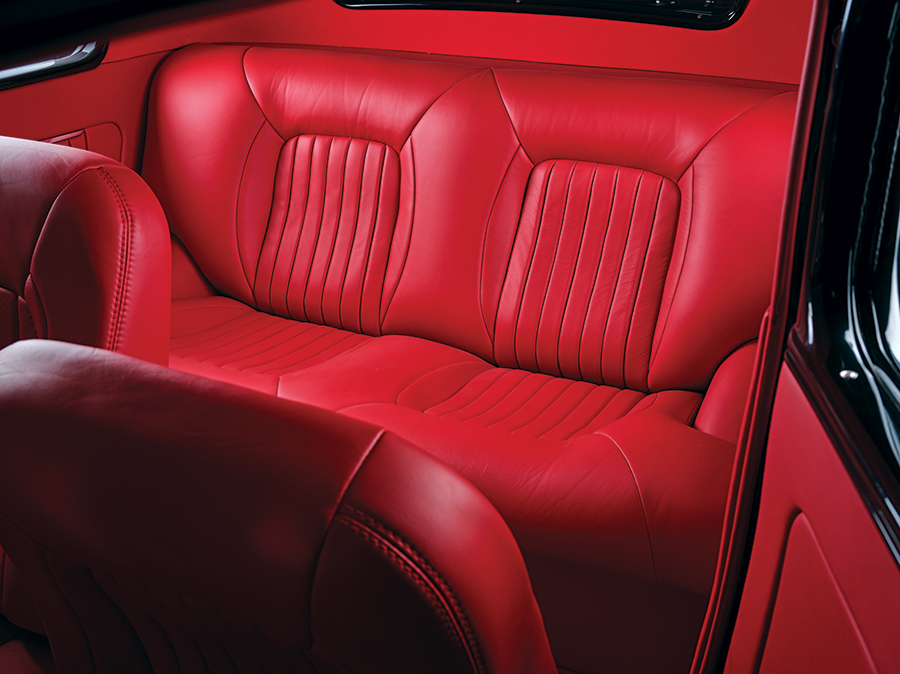 '33 Ford Victoria back seat red interior