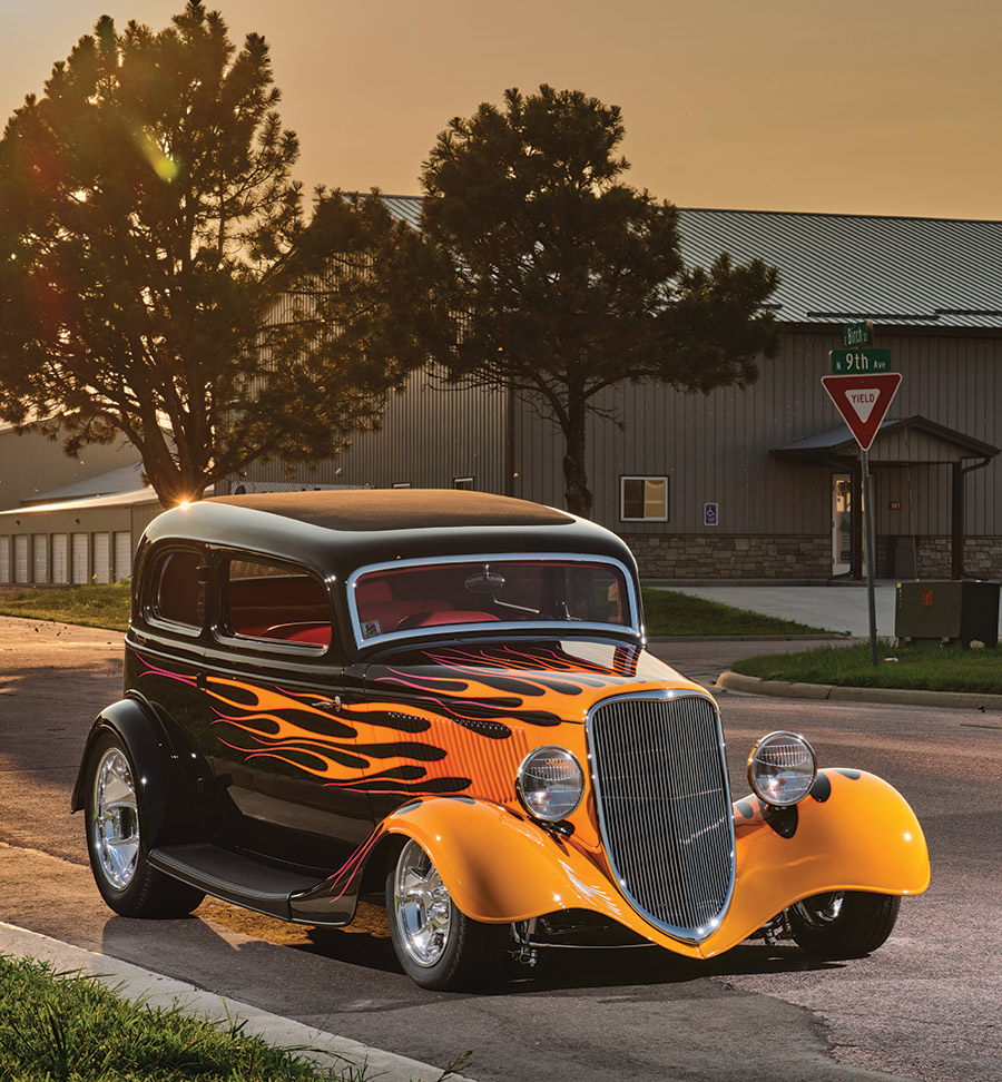 '33 Ford Victoria with orange flames