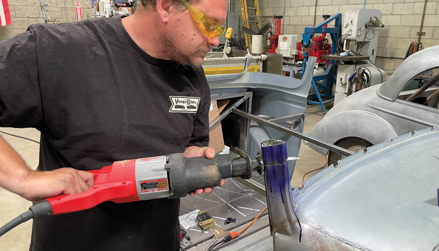 Because of the internal strengthening structure a skill saw is needed to cut through the multiple layers. Remember to always work safe and wear safety glasses.