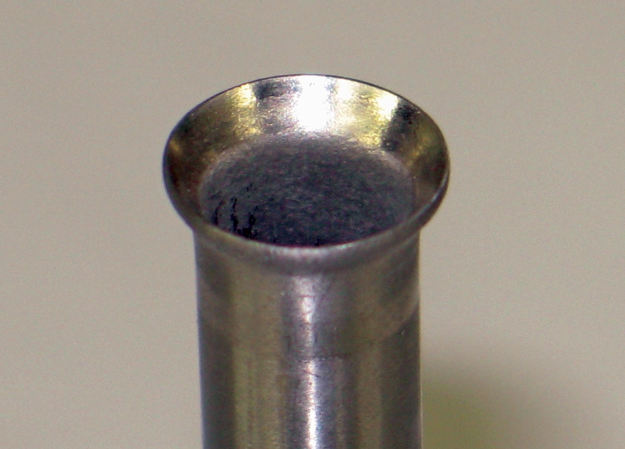 In this example the tubing is stainless steel with a single flair at 37 degrees for an AN fitting (another application of 37-degree flares will be found on JIC hydraulic fittings).