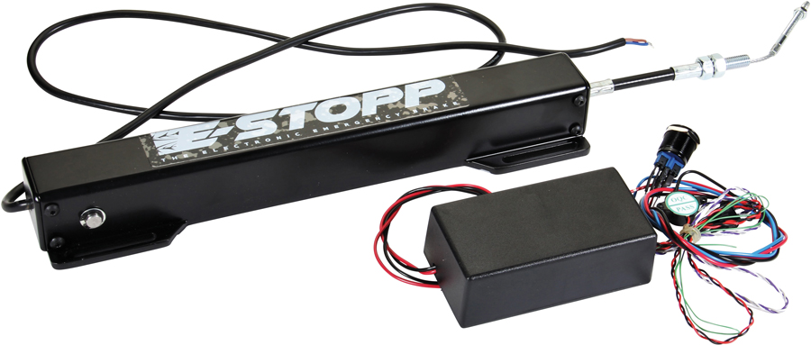 The E-Stopp from Classic Performance Products is a push-button electric emergency brake that also doubles as an anti-theft device when the button is hidden. It works with any kind of brake system that accepts an e-brake cable.