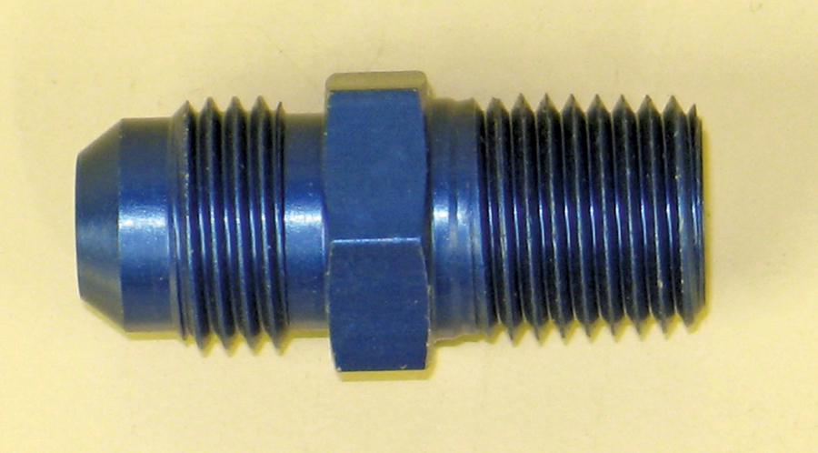 Commonly found on AN plumbing is a 37-degree-to-pipe thread adapter. Again, sealant should only be used on the pipe thread portion.