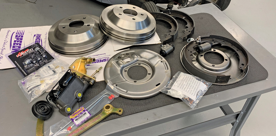 In addition to the new front end, we’re going to upgrade the front brakes with Speedway’s 12-inch Bendix-Style Drum Brakes (PN 91065420), Brake Drums (PN 91065400), and a Master Cylinder/Pedal Assembly for Model T, A, and '32 Fords (PN 91631926). 