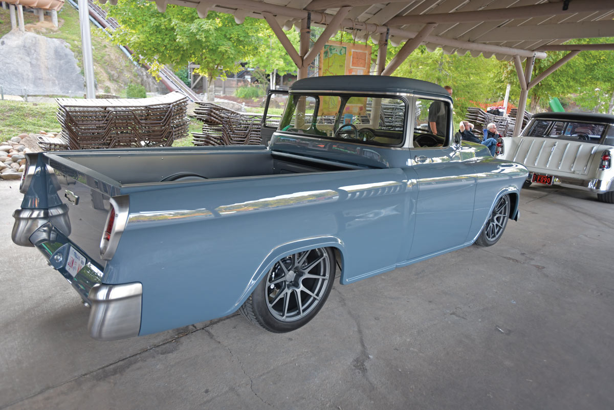 From the garage of Mike Goldman is this highly modified ’55 Chevy Cameo as a Top 25 winner