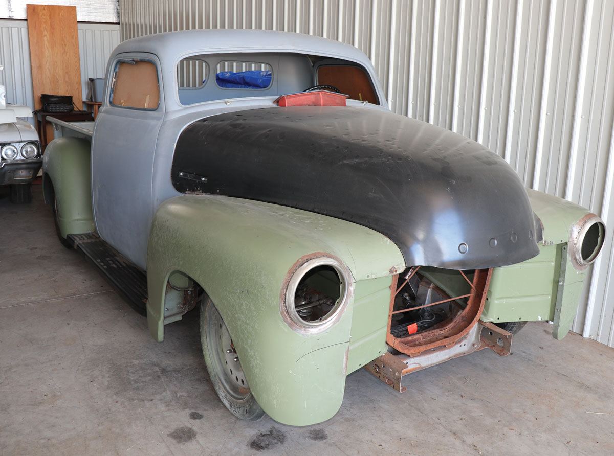 Harold is having fun now; he chopped and is building this ’50 Chevy 3100 pickup to join his personal fleet of customized vehicles