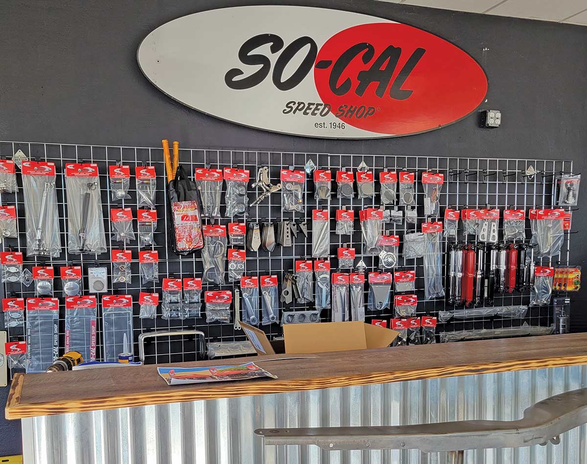 So-Cal Speed Shop front counter and business sign