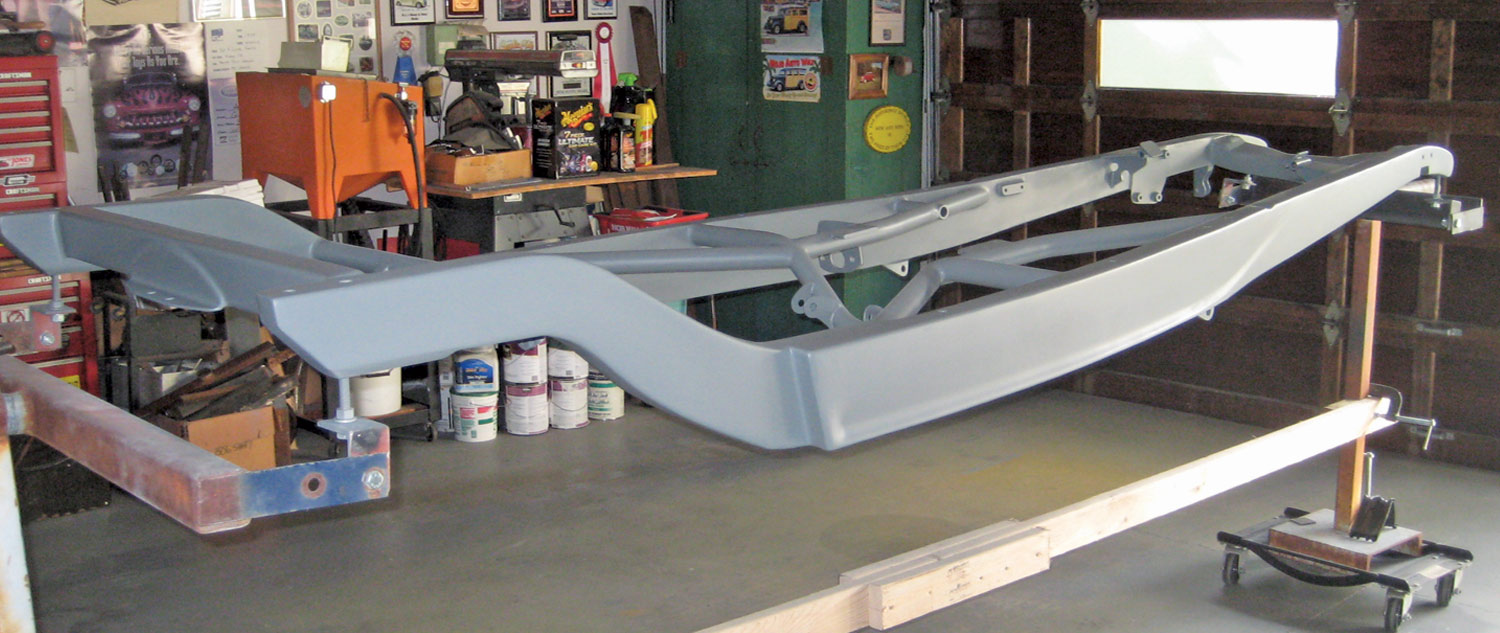 the chassis, out of the homemade jig and covered in primer