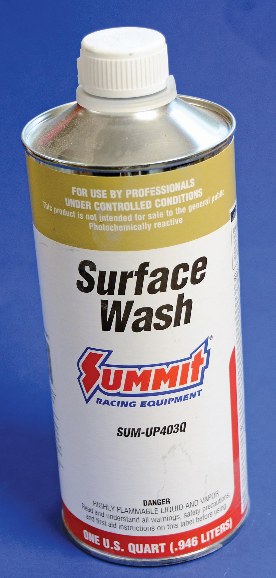Our last prep is a wipe down with Summit Surface Wash (PN SUM-UP403Q). This is like a prep solvent but evaporates faster and is now our favorite paint preparation solvent. Use lint-free rags, and a tack cloth is also a good idea. 