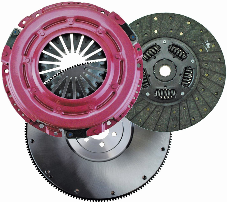 Ram HDX clutch kits are for engines that don’t exceed 450 hp and are mainly driven on the street. The pressure plate provides increased clamp pressure over stock plus an upgraded disc with an eight-spring hub assembly and premium organic composite friction lining. This arrangement gives HDX clutches improved driveability and control with a big increase in power capacity over stock clutches. 