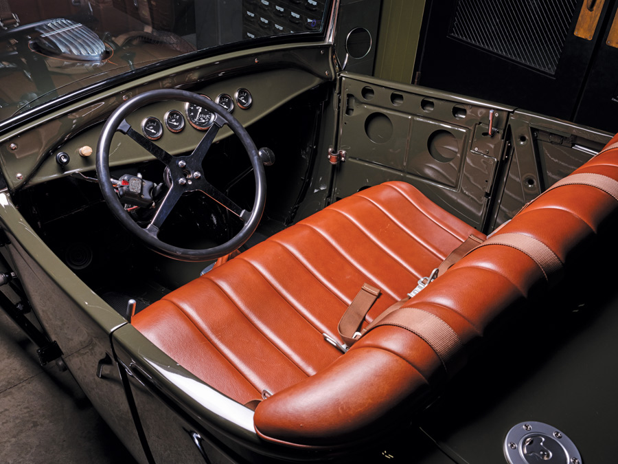 orange leather seats in a Roaster