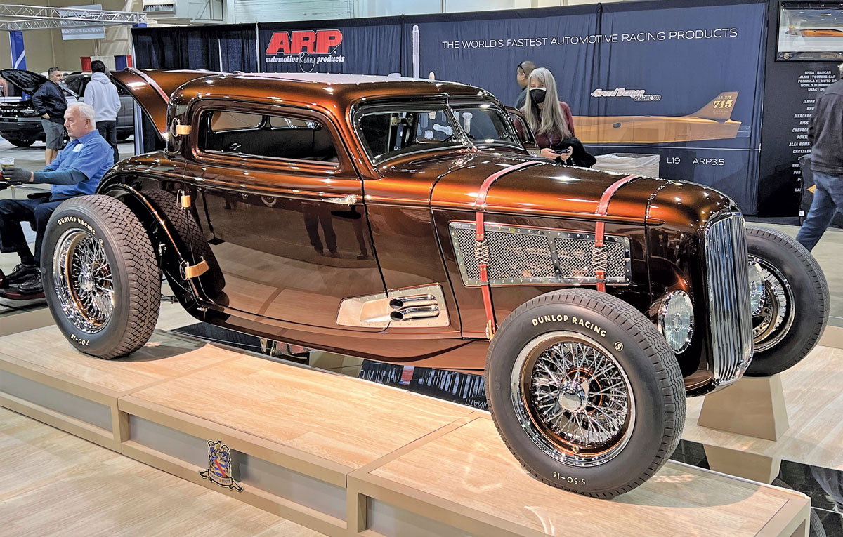 Taking home the prestigious Slonaker award, and the ARP-sponsored $12,500 check, was the mildly channeled and chopped ’32 Ford highboy three-window coupe belonging to Pat Gauntt and built under the direction of Troy Ladd of Hollywood Hot Rods